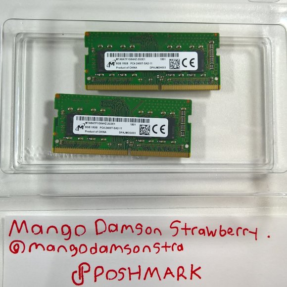 Micron RAM 8GB 1RX8 PC4-2400T-SA2-11 (2 Modules) - Picture 1 of 4